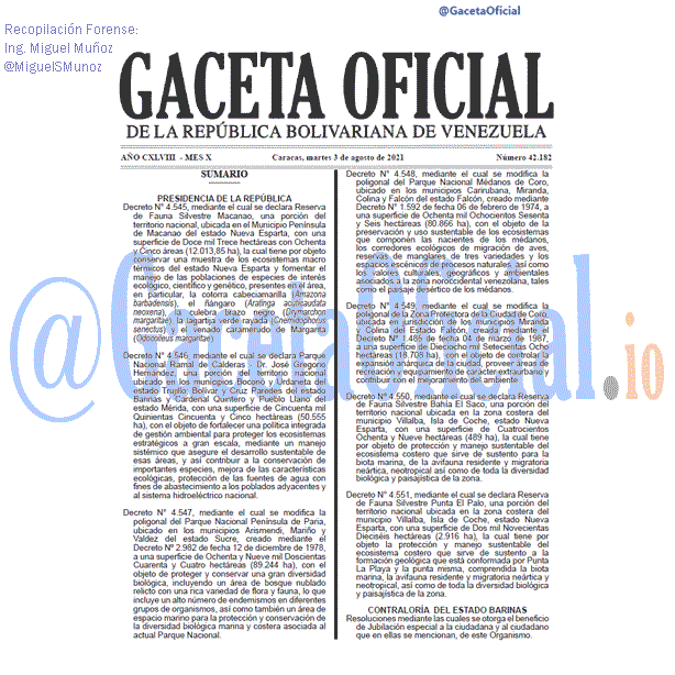 Gaceta Oficial 42182 del 3 agosto 2021