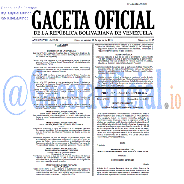 Gaceta Oficial 42187 del 10 agosto 2021