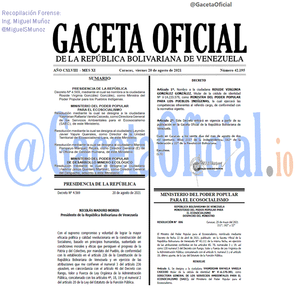 Gaceta Oficial 42195 del 20 agosto 2021