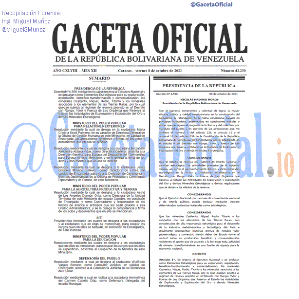 Gaceta Oficial 42230 del 8 octubre 2021