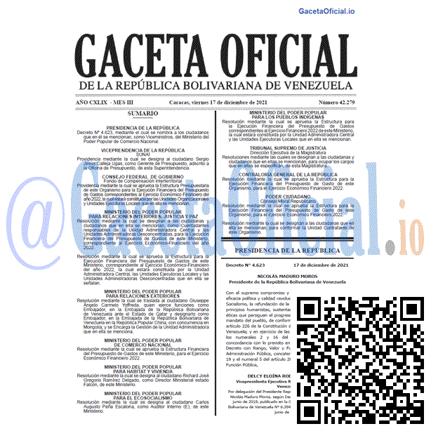 Gaceta Oficial 42279 del 17 diciembre 2021 Gaceta Oficial 42279 del 17 diciembre 2021