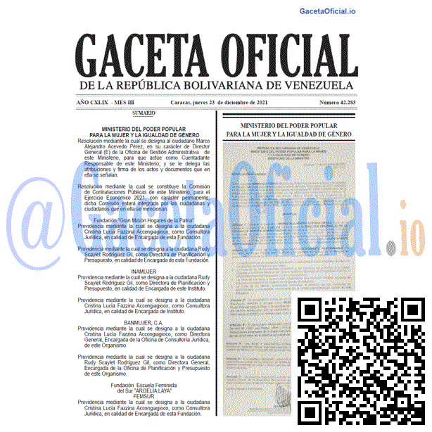 Gaceta Oficial 42283 del 232 diciembre 2021