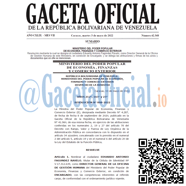 Venezuela Gaceta Oficial 42368 del 3 mayo 2022 Venezuela Gaceta Oficial 42368 del 3 mayo 2022