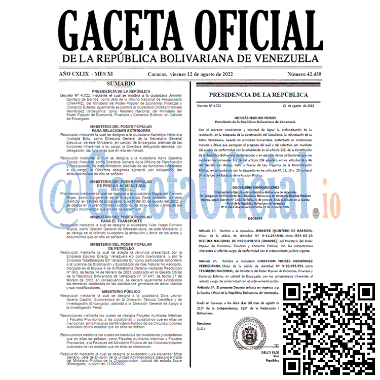 Venezuela Gaceta Oficial 42439 del 12 agosto 2022 Venezuela Gaceta Oficial 42439 del 12 agosto 2022