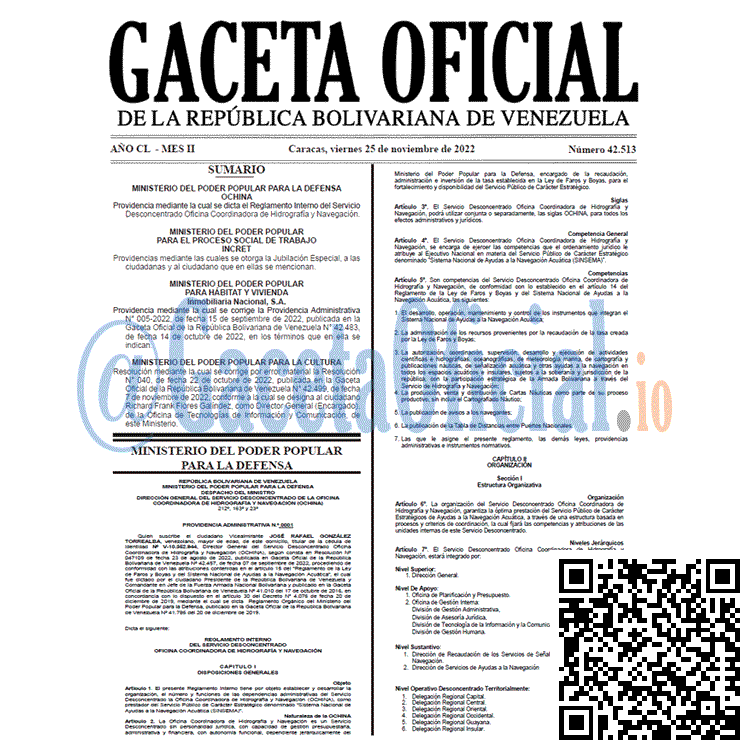 Venezuela Gaceta Oficial 42513 del 25 noviembre 2022 Gaceta Oficial, Gaceta 42513, Gaceta #42513, Gaceta Oficial Venezuela #42513