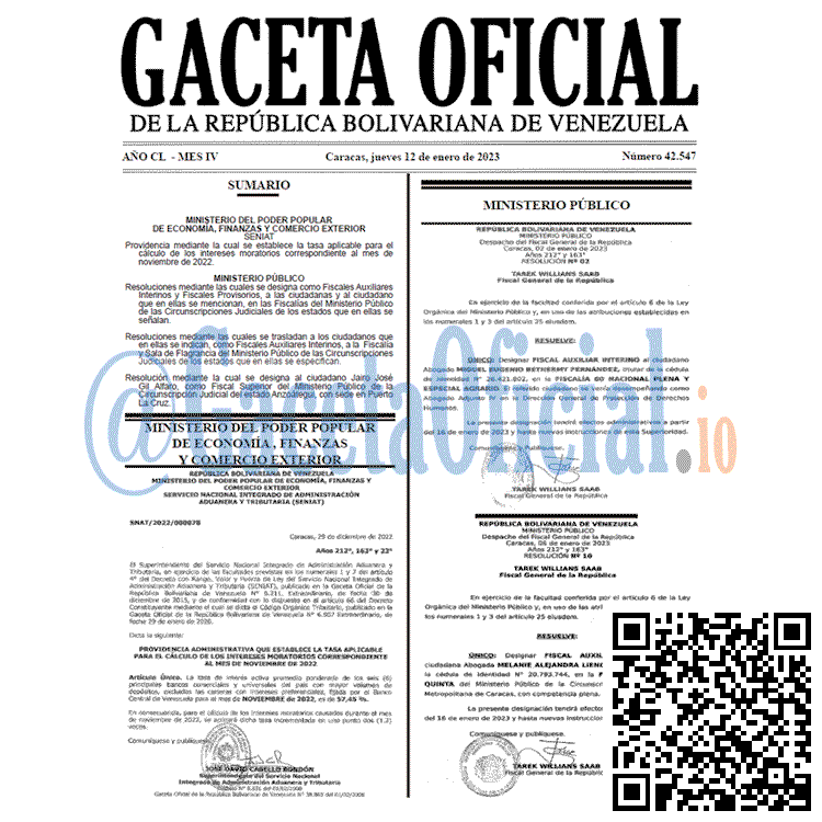 Gaceta Oficial, Gaceta 42547, Gaceta #42547, Gaceta Oficial Venezuela #42547