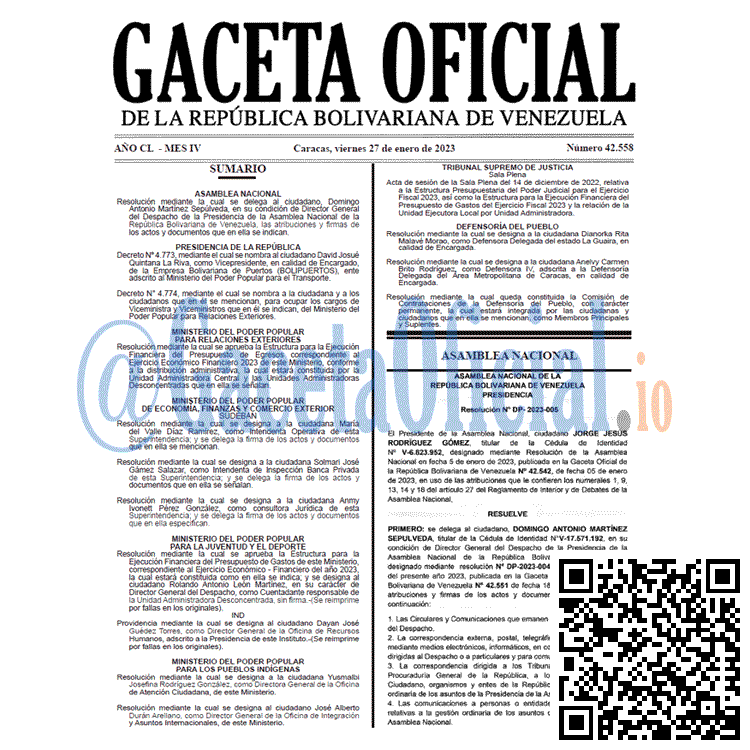 Gaceta Oficial, Gaceta 42558, Gaceta #42558, Gaceta Oficial Venezuela #425558