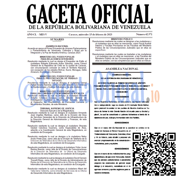 Gaceta Oficial, Gaceta 42571, Gaceta #42571, Gaceta Oficial Venezuela #42571