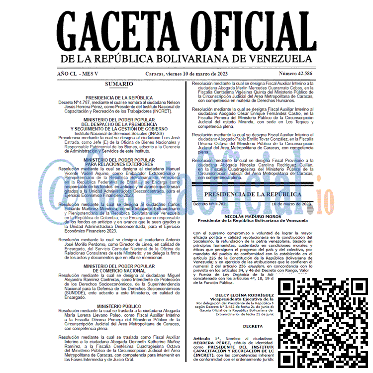 Gaceta Oficial, Gaceta 42586, Gaceta #42586, Gaceta Oficial Venezuela #42586