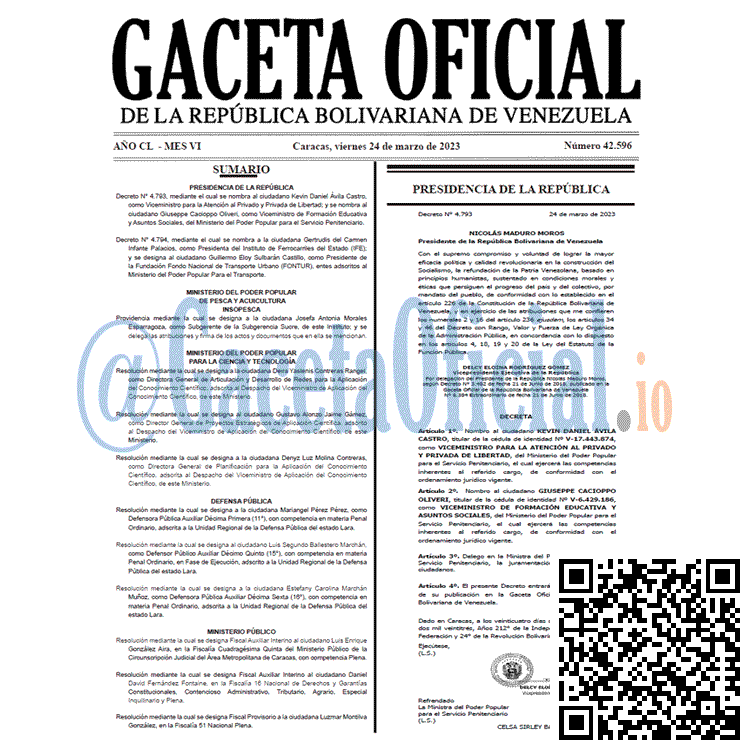 Venezuela Gaceta Oficial 42596 del 24 marzo 2023 Gaceta Oficial, Gaceta 42596, Gaceta #42596, Gaceta Oficial Venezuela #42596
