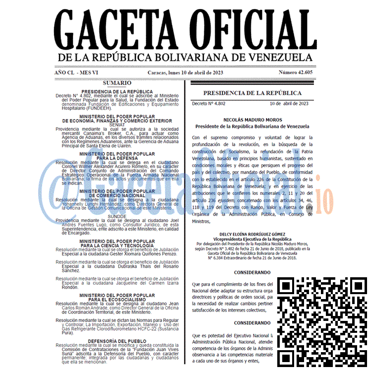 Gaceta Oficial, Gaceta 42605, Gaceta #42605, Gaceta Oficial Venezuela #42605