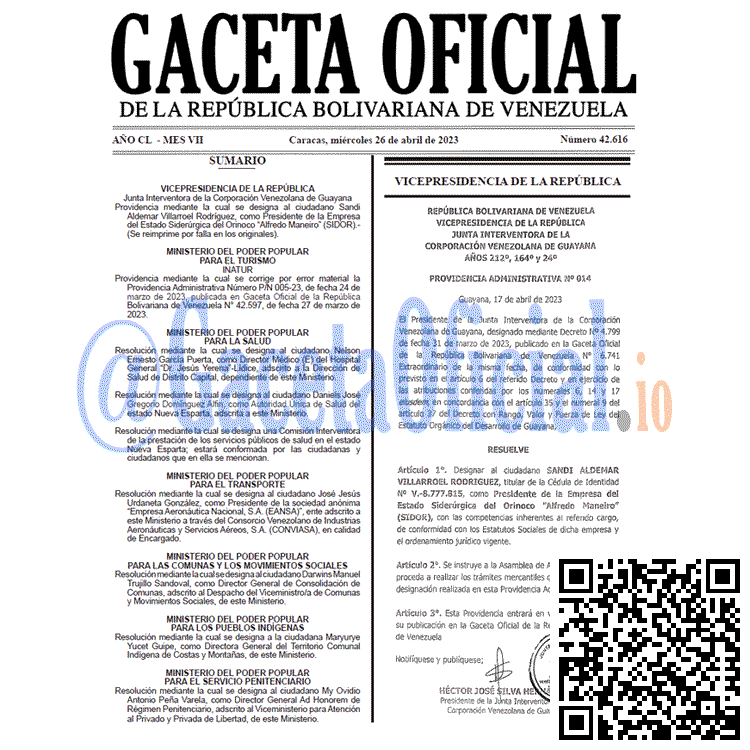 Gaceta Oficial, Gaceta 42616, Gaceta #42616, Gaceta Oficial Venezuela #42616