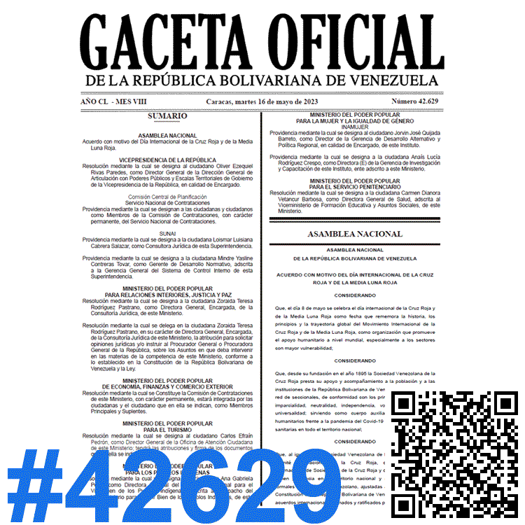 Venezuela Gaceta Oficial 42629 del 16 mayo 2023 Gaceta Oficial, Gaceta 42629, Gaceta 42629 HD, Gaceta #42629, Gaceta Oficial Venezuela #42629