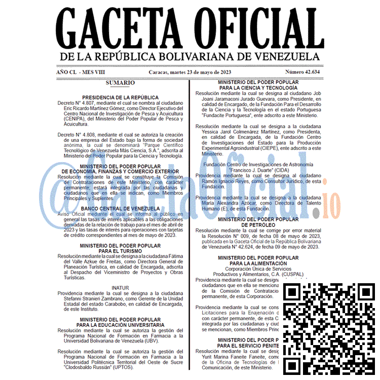 Venezuela Gaceta Oficial 42634 del 23 mayo 2023 Gaceta Oficial, Gaceta 42634, Gaceta 42634 HD, Gaceta #42634, Gaceta Oficial Venezuela #42634