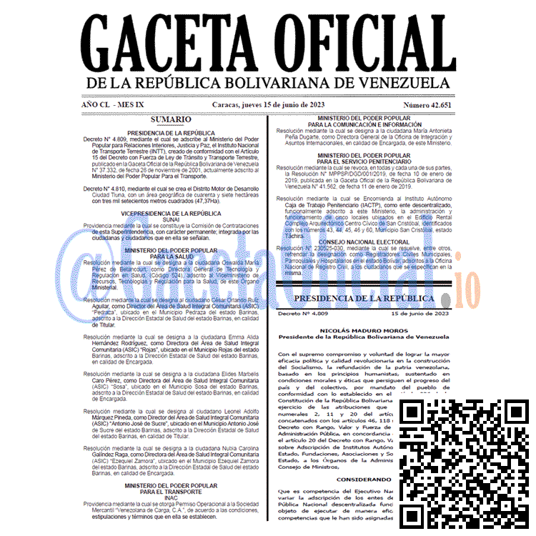 Venezuela Gaceta Oficial 42651 del 15 junio 2023 Gaceta Oficial, Gaceta 42651, Gaceta 42651 HD, Gaceta #42651, Gaceta Oficial Venezuela #42651
