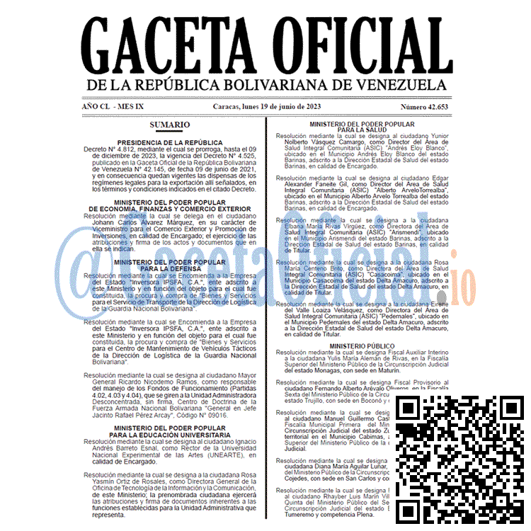Venezuela Gaceta Oficial 42653 del 19 junio 2023 Gaceta Oficial, Gaceta 42653, Gaceta 42653 HD, Gaceta #42653, Gaceta Oficial Venezuela #42653