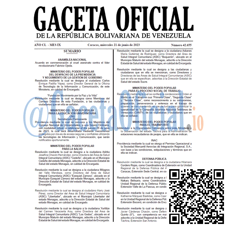 Gaceta Oficial, Gaceta 42655, Gaceta 42655 HD, Gaceta #42655, Gaceta Oficial Venezuela #42655