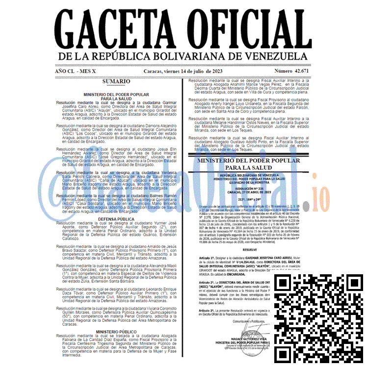 Gaceta Oficial, Gaceta 42671, Gaceta 42671 HD, Gaceta #42671, Gaceta Oficial Venezuela #42671