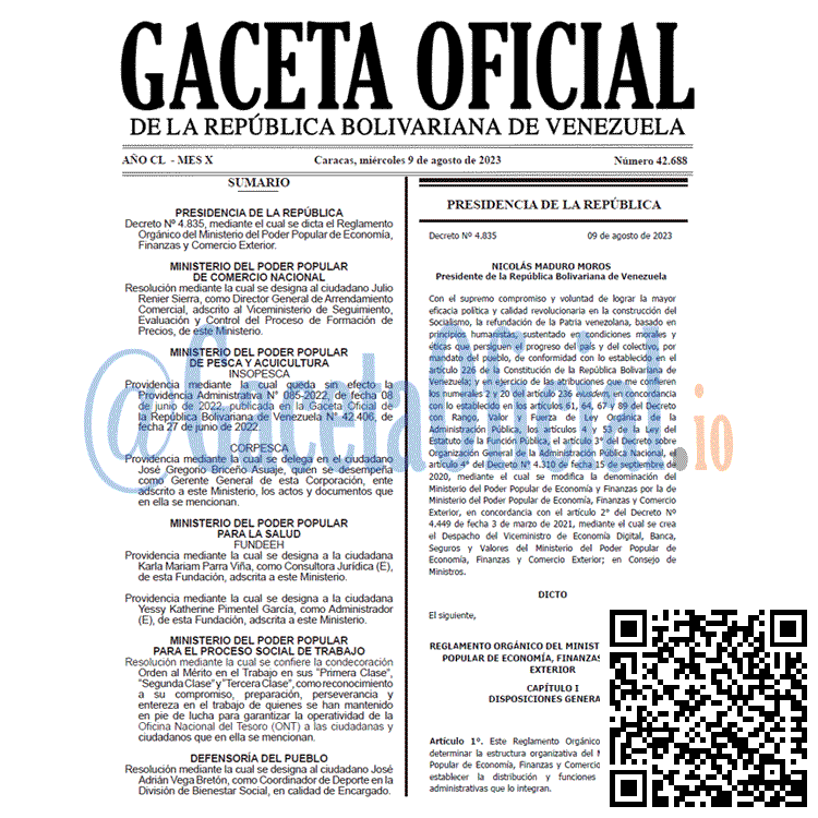 Gaceta Oficial, Gaceta 42688, Gaceta 42688 HD, Gaceta #42688, Gaceta Oficial Venezuela #42688