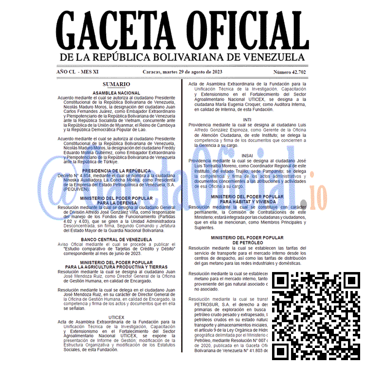 Venezuela Gaceta Oficial 42702 del 29 agosto 2023 Gaceta Oficial, Gaceta 42702, Gaceta 42702 HD, Gaceta #42702, Gaceta Oficial Venezuela #42702