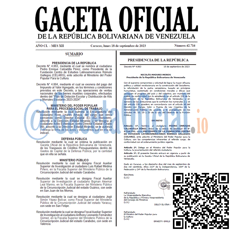 Gaceta Oficial, Gaceta 42716, Gaceta 42716 HD, Gaceta #42716, Gaceta Oficial Venezuela #42716