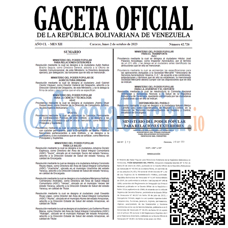 Gaceta Oficial, Gaceta 42726, Gaceta 42726 HD, Gaceta #42726, Gaceta Oficial Venezuela #42726