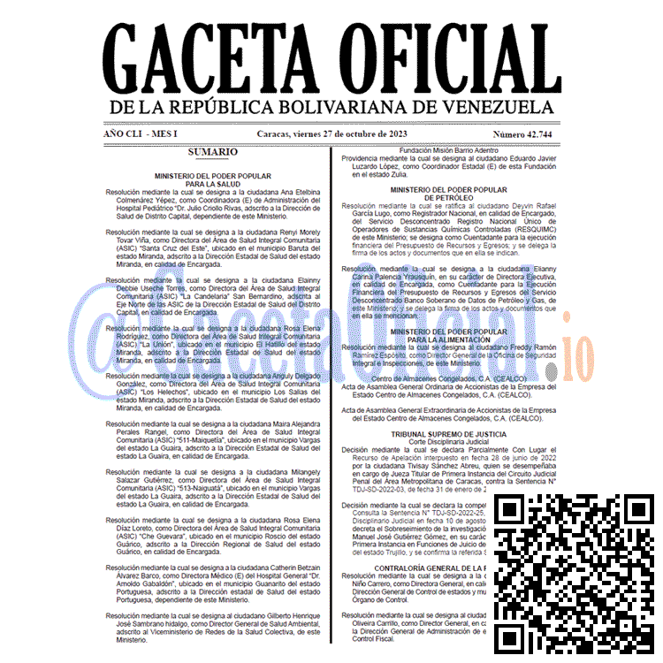 Gaceta Oficial, Gaceta 42744, Gaceta 42744 HD, Gaceta #42744, Gaceta Oficial Venezuela #42744