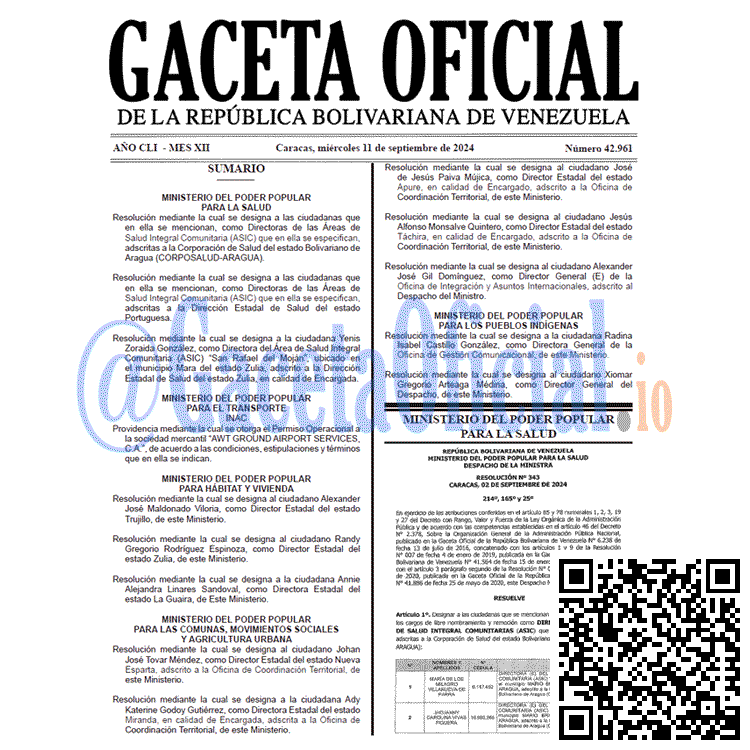 Gaceta Oficial, Gaceta 42961, Gaceta 42961 HD, Gaceta #42961, Gaceta Oficial Venezuela #42961