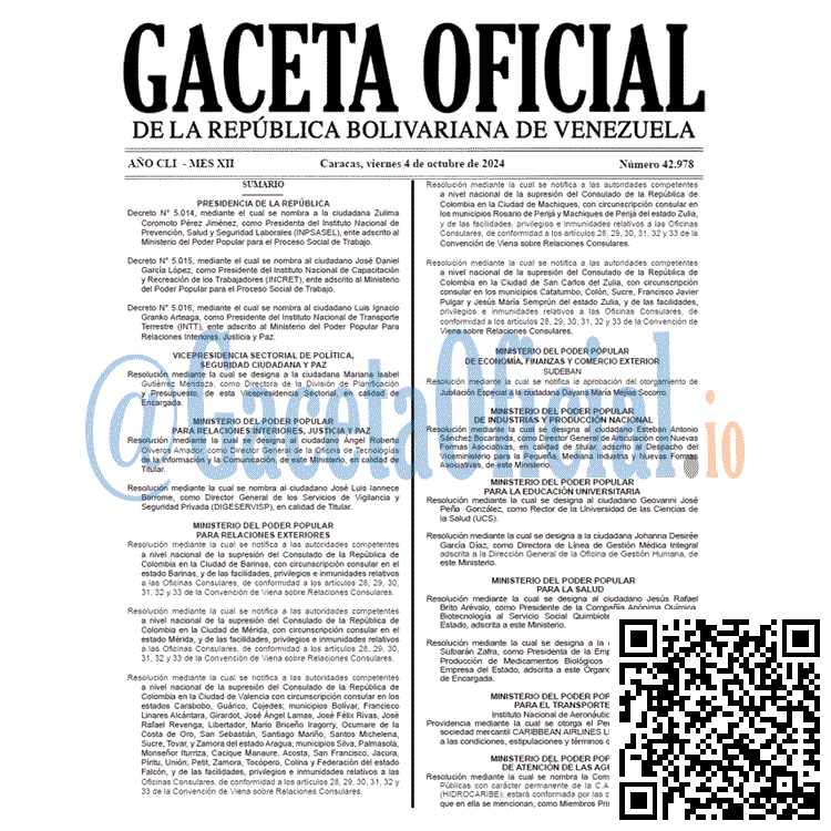 Gaceta Oficial, Gaceta 42978, Gaceta 42978 HD, Gaceta #42978, Gaceta Oficial Venezuela #42978
