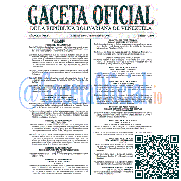 Gaceta Oficial, Gaceta 42994, Gaceta 42994 HD, Gaceta #42994, Gaceta Oficial Venezuela #42994