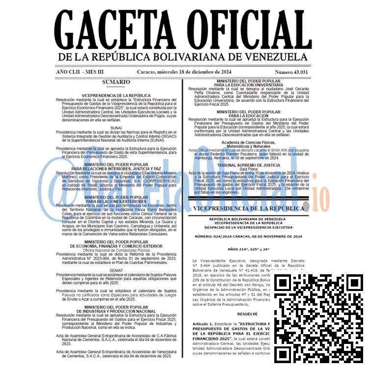 Gaceta Oficial, Gaceta 43031, Gaceta 43031 HD, Gaceta #43031, Gaceta Oficial Venezuela #43031