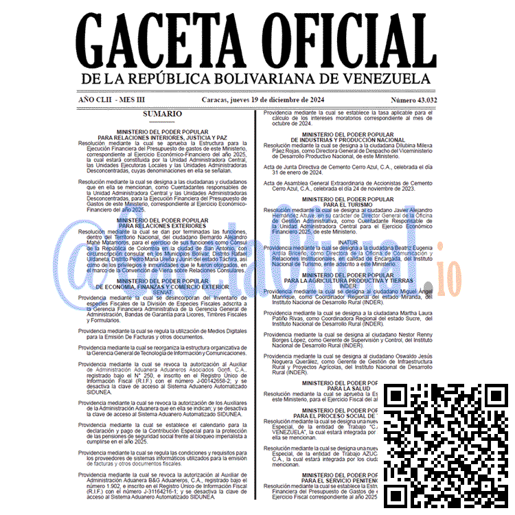 Gaceta Oficial, Gaceta 43032, Gaceta 43032 HD, Gaceta #43032, Gaceta Oficial Venezuela #43032