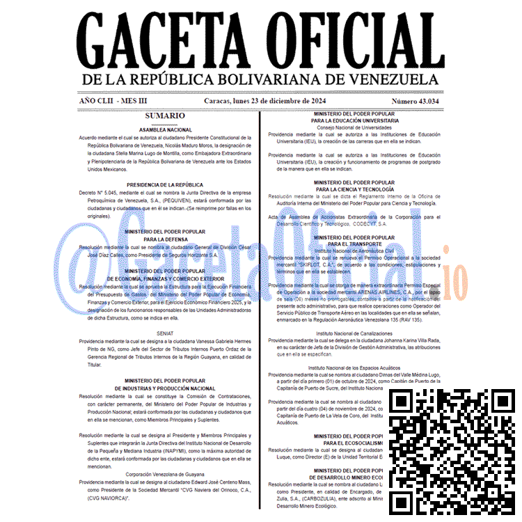 Gaceta Oficial, Gaceta 43034, Gaceta 43034 HD, Gaceta #43034, Gaceta Oficial Venezuela #43034