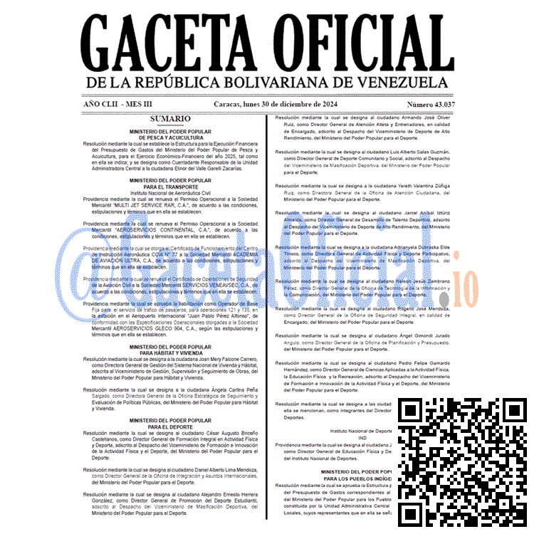 Gaceta Oficial, Gaceta 43037, Gaceta 43037 HD, Gaceta #43037, Gaceta Oficial Venezuela #43037