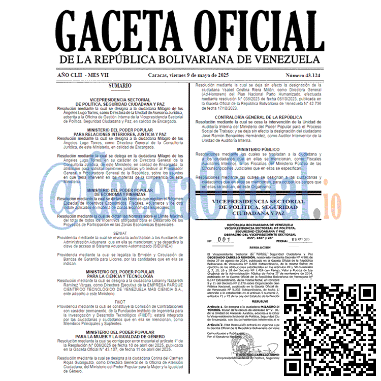 Venezuela Gaceta Oficial 43124 del 9 mayo 2025 Gaceta Oficial, Gaceta 43124, Gaceta 43124 HD, Gaceta #43124, Gaceta Oficial Venezuela #43124