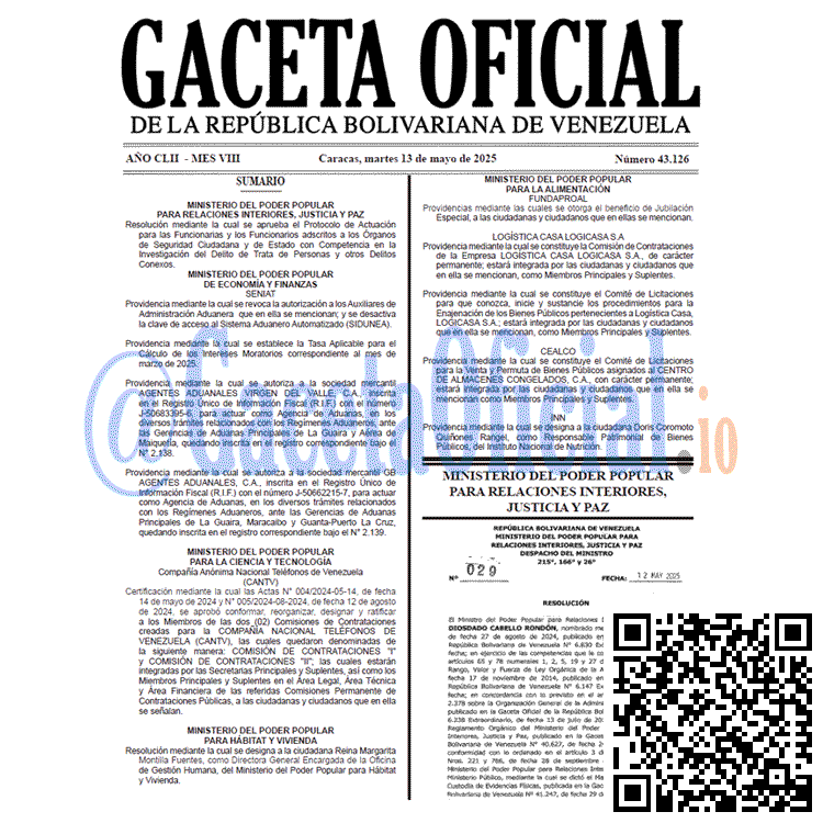 Venezuela Gaceta Oficial 43126 del 13 mayo 2025 Gaceta Oficial, Gaceta 43126, Gaceta 43126 HD, Gaceta #43126, Gaceta Oficial Venezuela #43126