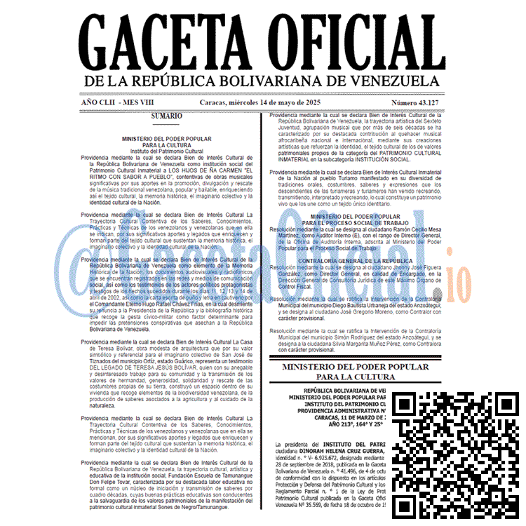 Gaceta Oficial, Gaceta 43127, Gaceta 43127 HD, Gaceta #43127, Gaceta Oficial Venezuela #43127