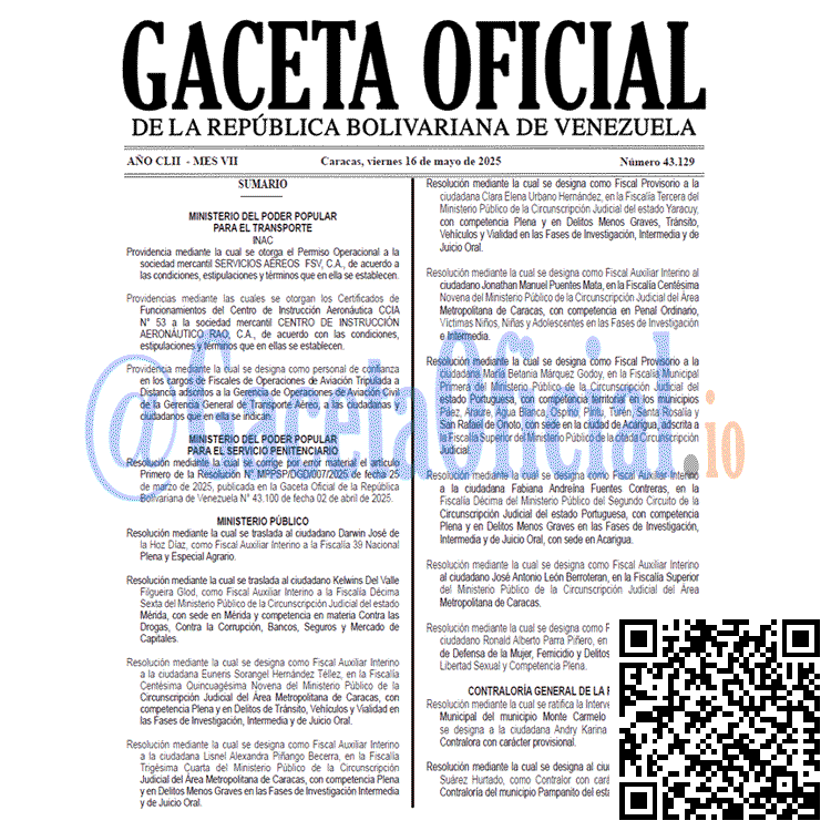 Gaceta Oficial, Gaceta 43129, Gaceta 43129 HD, Gaceta #43129, Gaceta Oficial Venezuela #43129