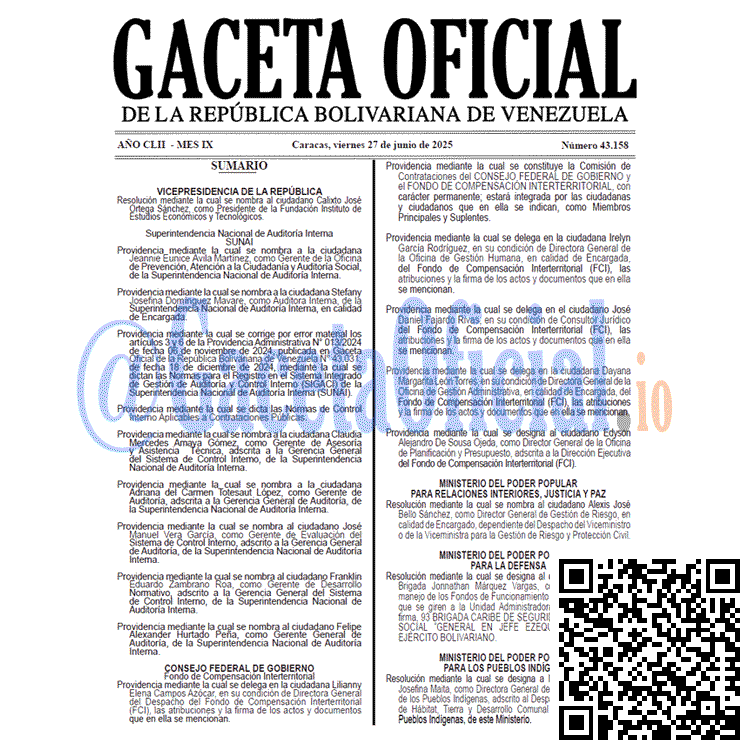 Gaceta Oficial, Gaceta 43158, Gaceta 43158 HD, Gaceta #43158, Gaceta Oficial Venezuela #43158