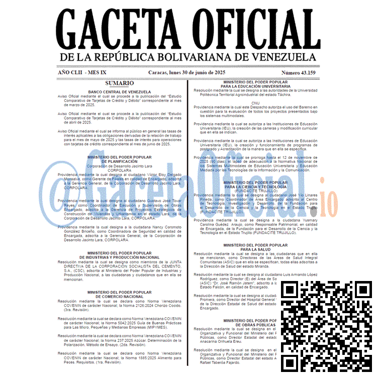 Gaceta Oficial, Gaceta 43159, Gaceta 43159 HD, Gaceta #43159, Gaceta Oficial Venezuela #43159