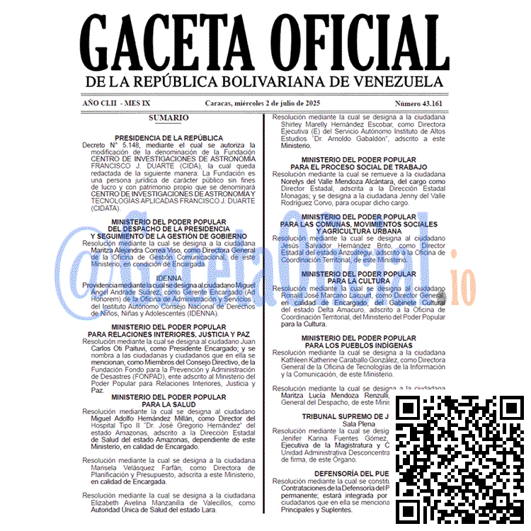 Gaceta Oficial, Gaceta 43161, Gaceta 43161 HD, Gaceta #43161, Gaceta Oficial Venezuela #43161
