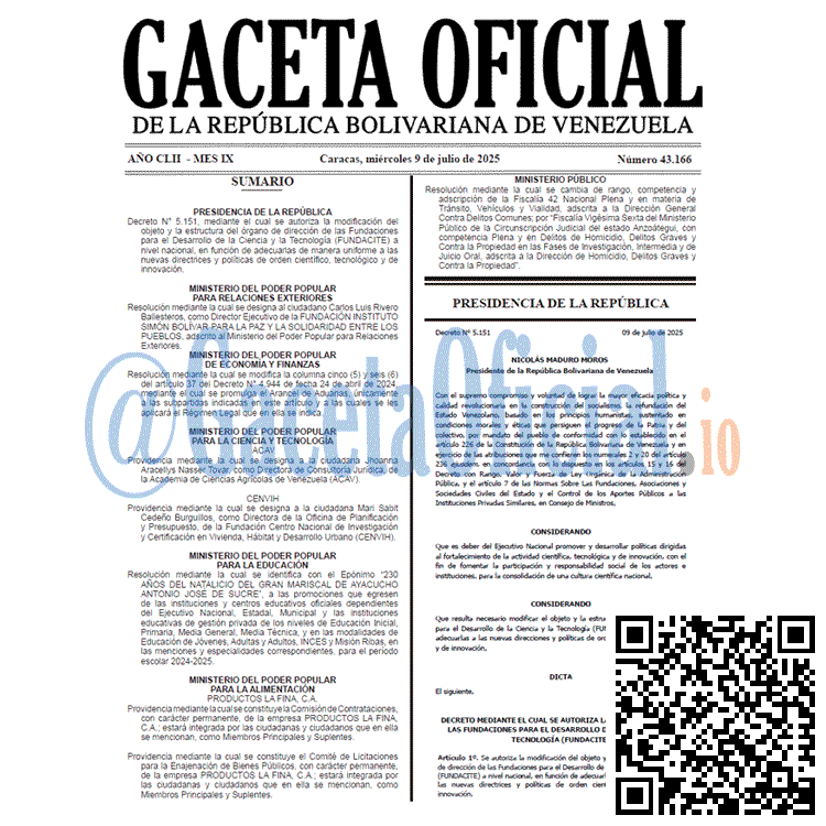 Gaceta Oficial, Gaceta 43166, Gaceta 43166 HD, Gaceta #43166, Gaceta Oficial Venezuela #43166