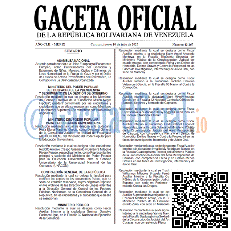 Gaceta Oficial, Gaceta 43167, Gaceta 43167 HD, Gaceta #43167, Gaceta Oficial Venezuela #43167