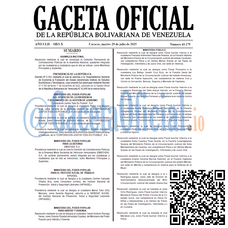 Gaceta Oficial, Gaceta 43179, Gaceta 43179 HD, Gaceta #43179, Gaceta Oficial Venezuela #43179