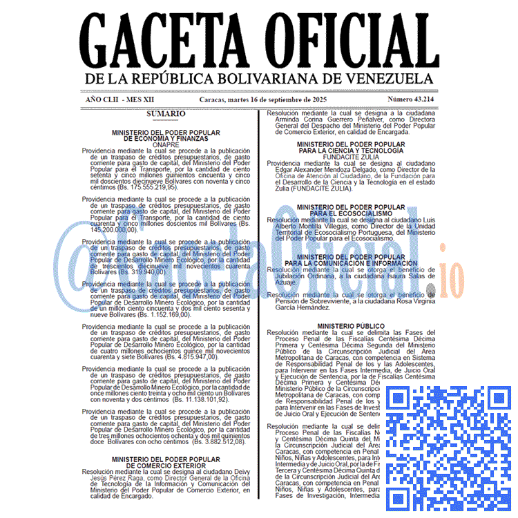 Gaceta Oficial, Gaceta 43214, Gaceta 43214 HD, Gaceta #43214, Gaceta Oficial Venezuela #43214