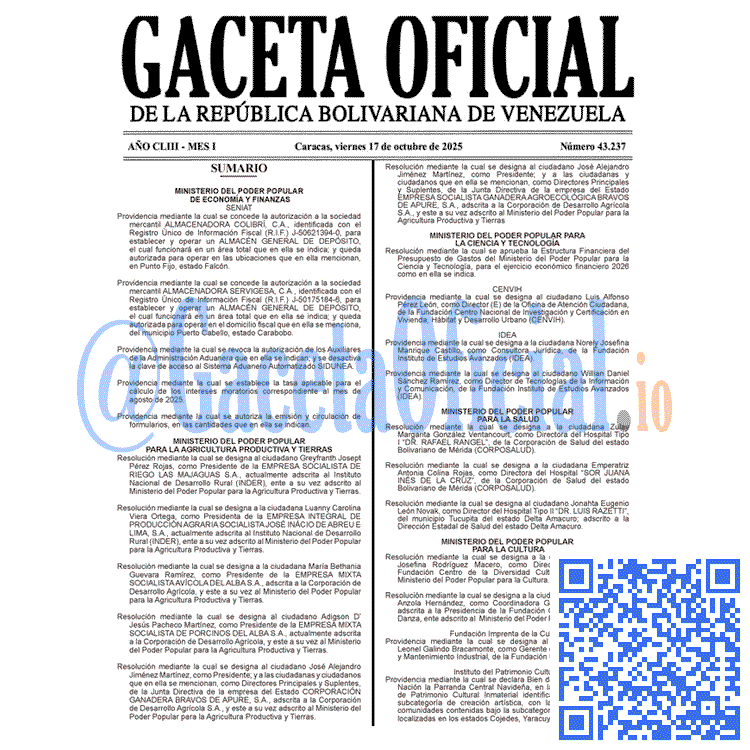 Gaceta Oficial, Gaceta 43237, Gaceta 43237 HD, Gaceta #43237, Gaceta Oficial Venezuela #43237