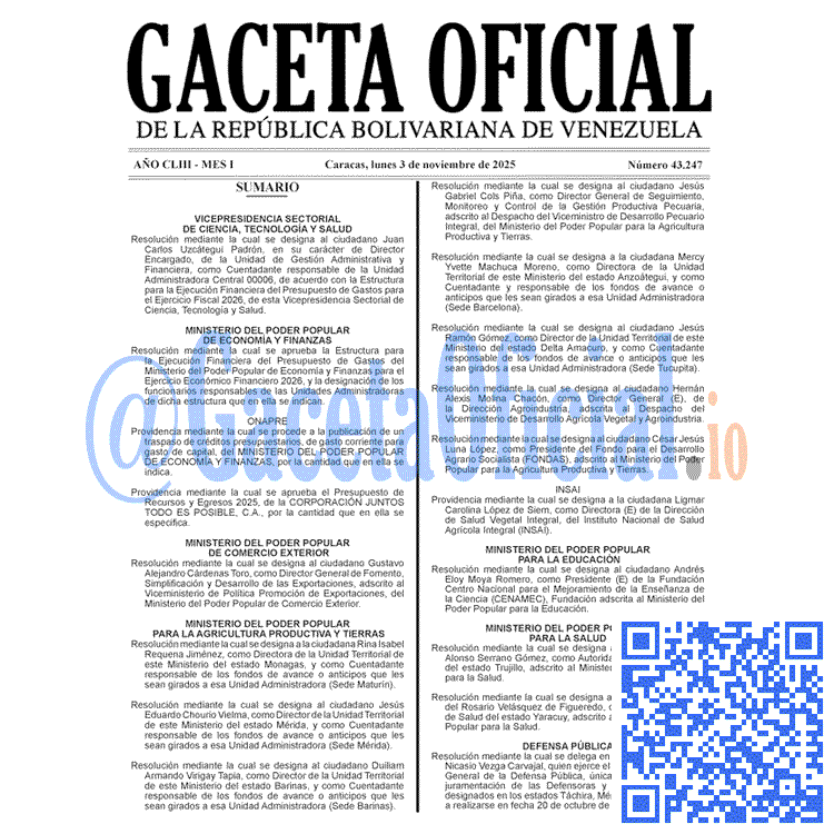 Gaceta Oficial, Gaceta 43247, Gaceta 43247 HD, Gaceta #43247, Gaceta Oficial Venezuela #43247