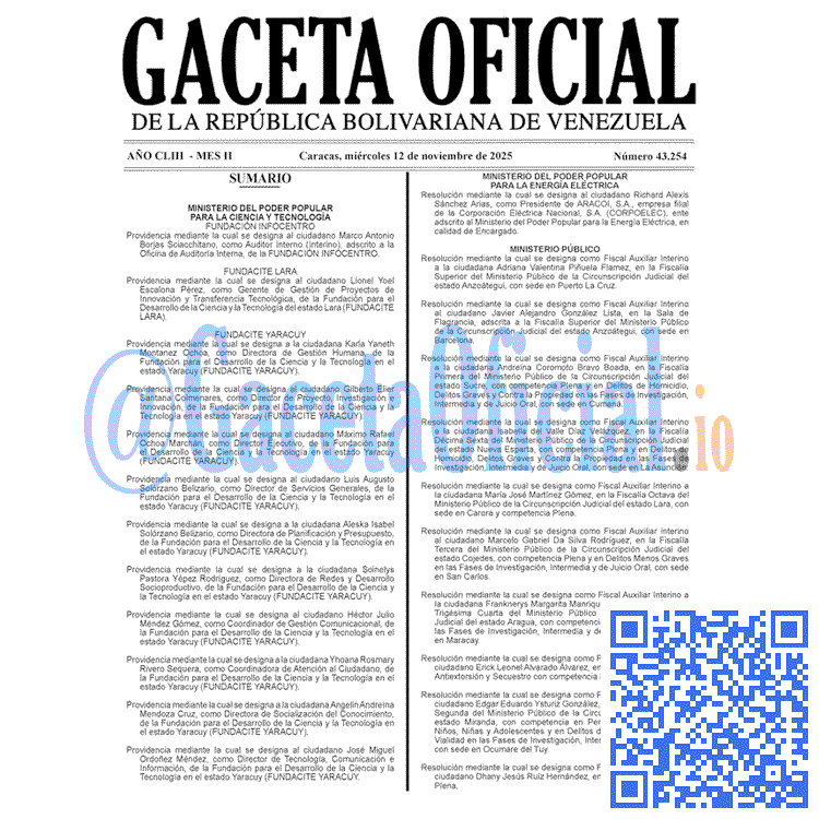 Gaceta Oficial, Gaceta 43254, Gaceta 43254 HD, Gaceta #43254, Gaceta Oficial Venezuela #43254