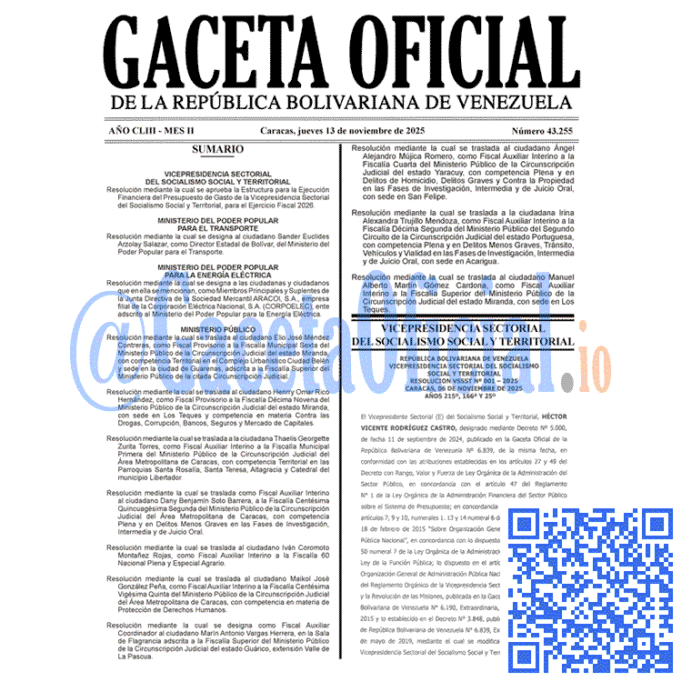 Gaceta Oficial, Gaceta 43255, Gaceta 43255 HD, Gaceta #43255, Gaceta Oficial Venezuela #43255