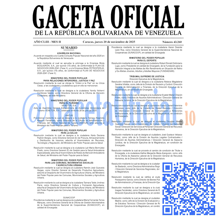Gaceta Oficial, Gaceta 43260, Gaceta 43260 HD, Gaceta #43260, Gaceta Oficial Venezuela #43260